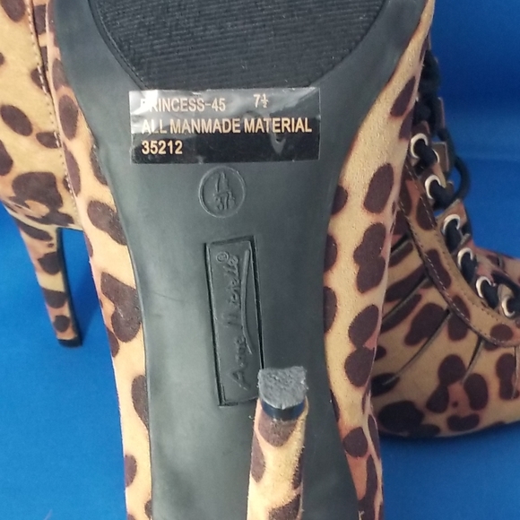 Anne Michelle Leopard Print Lace Up Heels - Picture 6 of 8
